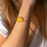 Handmade Yellow Amber and Gold Bangle- Bangles- Baltic Beauty
