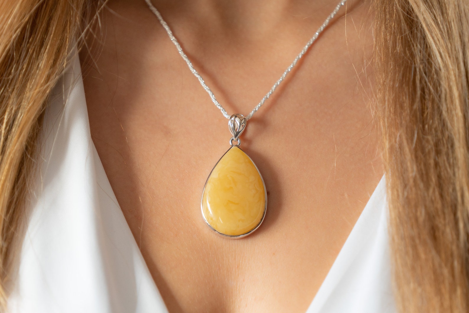 Handmade Teardrop Butterscotch Pendant- Necklaces- Baltic Beauty