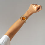 OOAK Faceted Baltic Amber Flower Arm Cuff- Bangles- Baltic Beauty