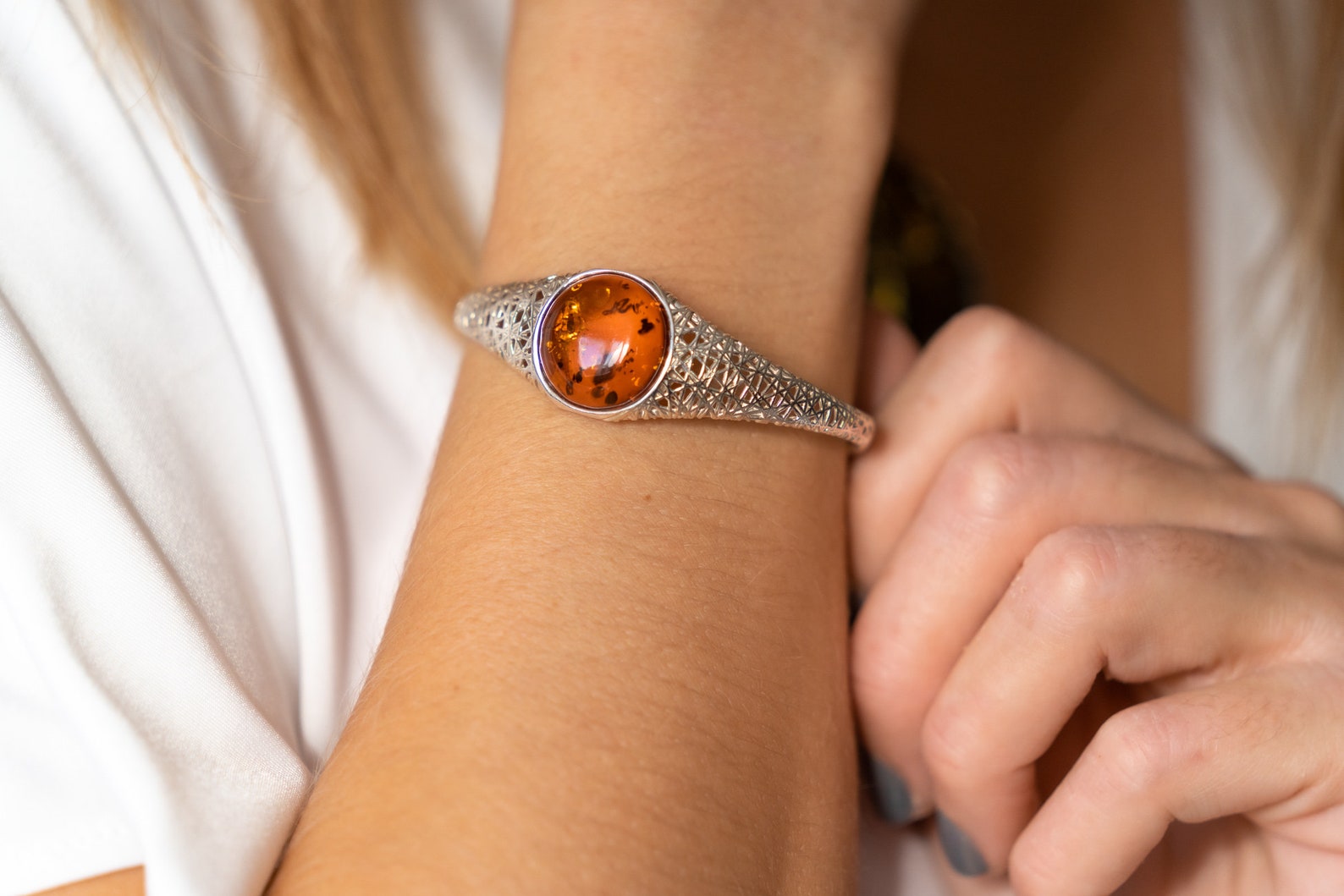 Handmade Modern Amber Arm Cuff- Bangles- Baltic Beauty