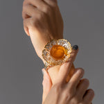 OOAK Faceted Baltic Amber Flower Arm Cuff- Bangles- Baltic Beauty