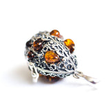 Fabergé Inspired Amber Egg Locket Necklace- Necklaces- Baltic Beauty