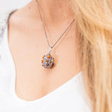 Fabergé Inspired Amber Egg Locket Necklace- Necklaces- Baltic Beauty