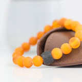 Black Cube Accent Egg Yolk Amber Bracelet- Bracelets- Baltic Beauty