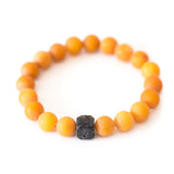 Black Cube Accent Egg Yolk Amber Bracelet- Bracelets- Baltic Beauty