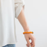 Black Cube Accent Egg Yolk Amber Bracelet- Bracelets- Baltic Beauty