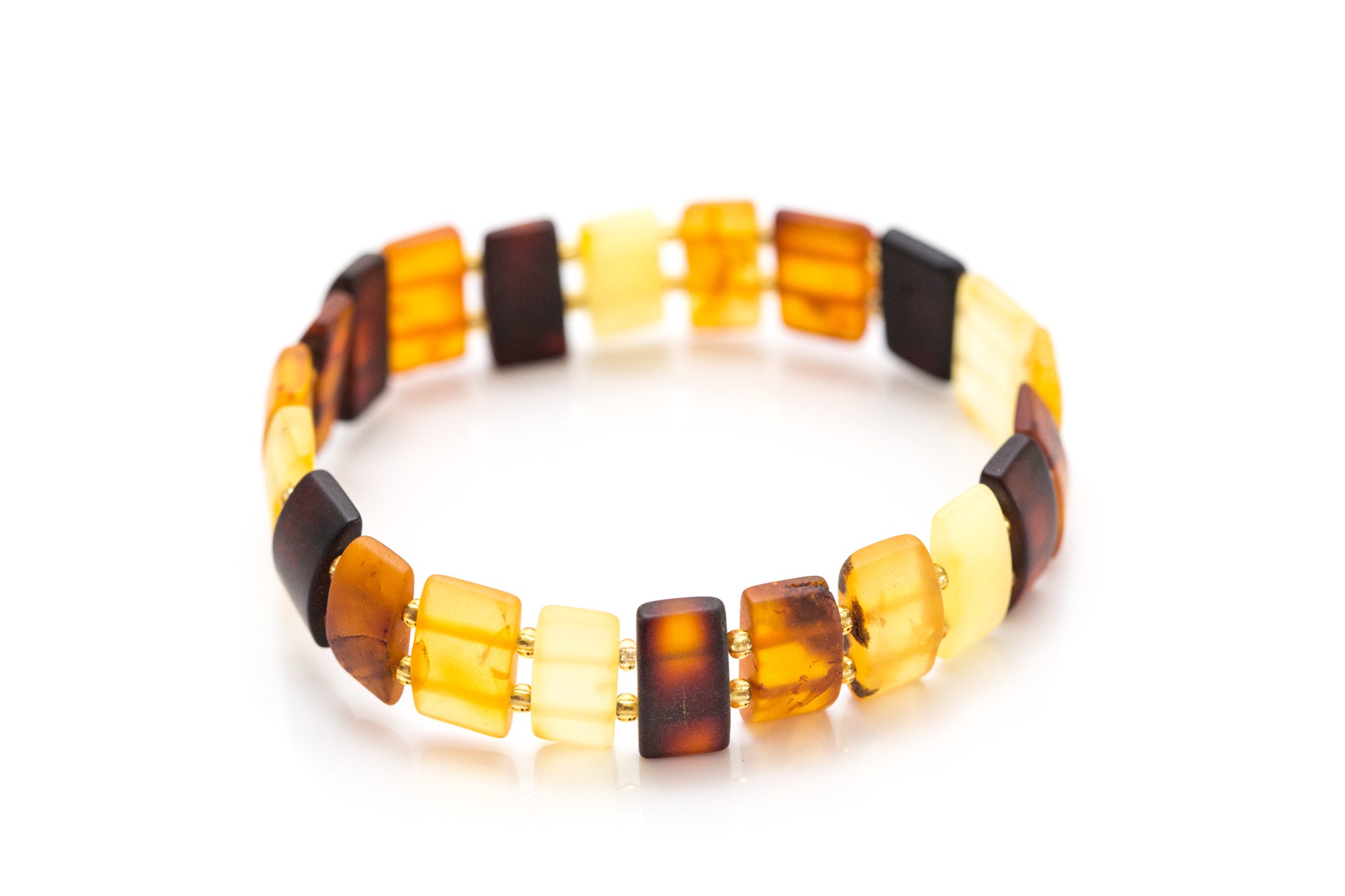 Unisex Amber Rectangular Bead Bracelet- Bracelets- Baltic Beauty