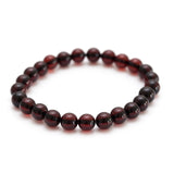 Cherry Red Amber Sphere Bead Bracelet- Bracelets- Baltic Beauty