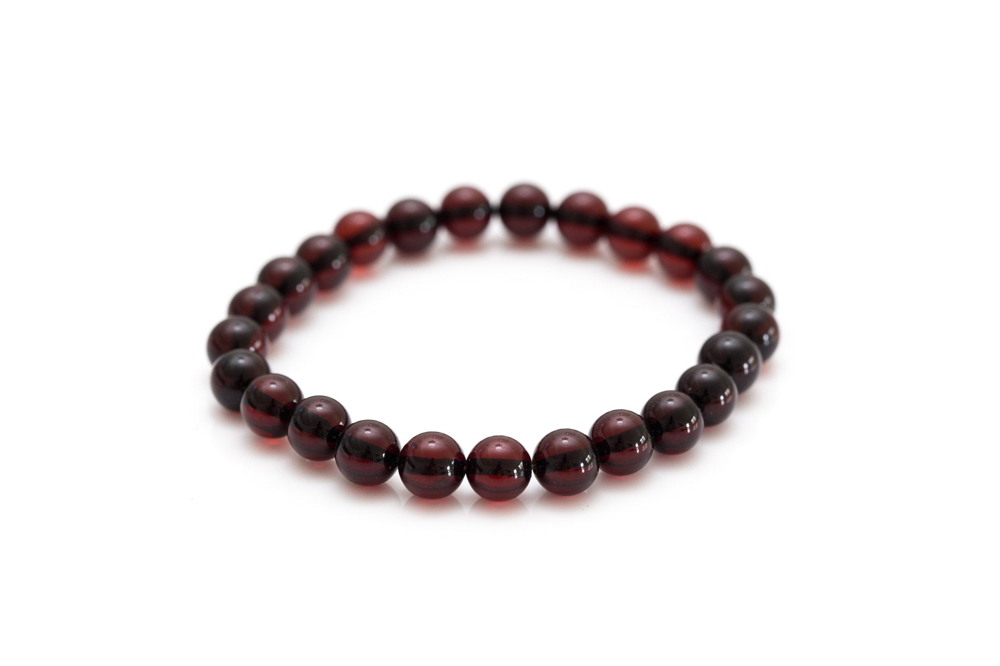 Cherry Red Amber Sphere Bead Bracelet- Bracelets- Baltic Beauty