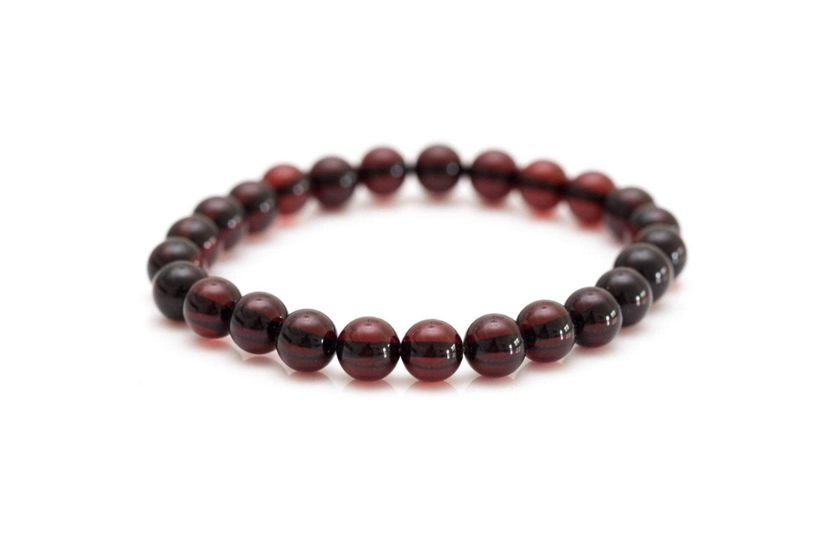 Cherry Red Amber Sphere Bead Bracelet- Bracelets- Baltic Beauty