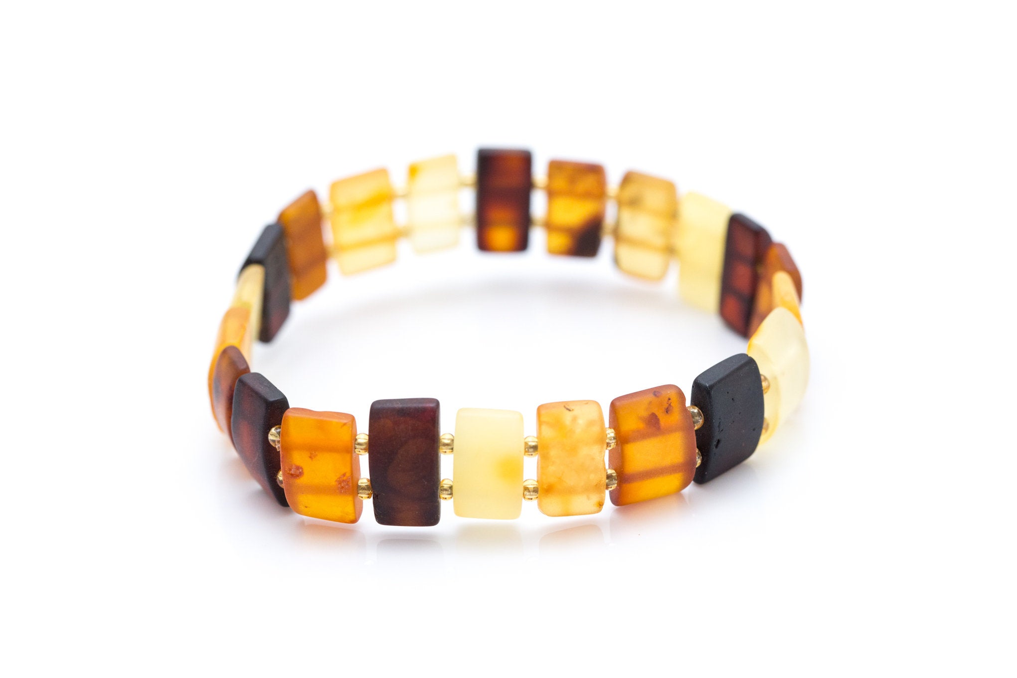 Unisex Amber Rectangular Bead Bracelet- Bracelets- Baltic Beauty