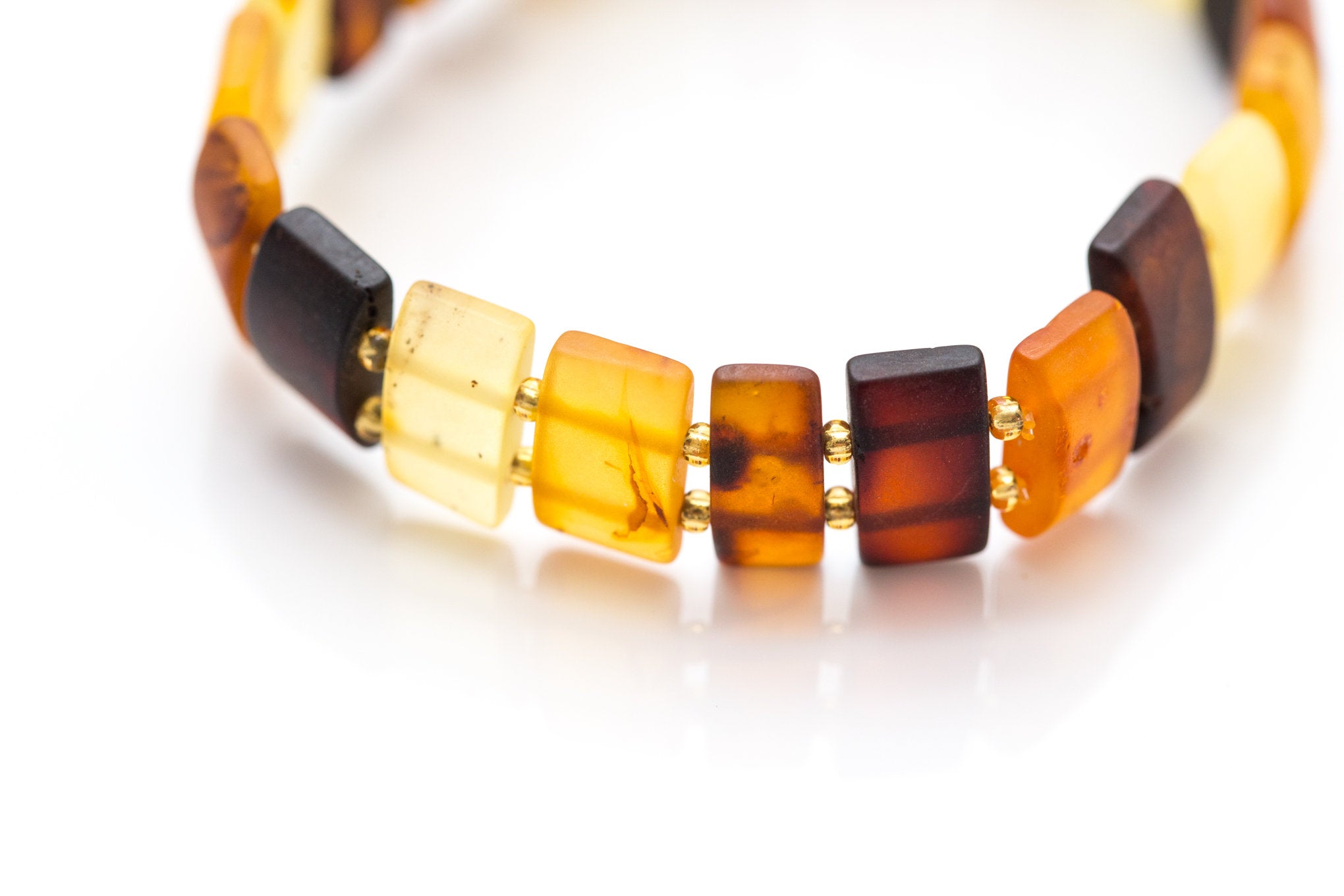 Unisex Amber Rectangular Bead Bracelet- Bracelets- Baltic Beauty