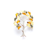 Colourful Large Amber Tree Brooch- Brooches- Baltic Beauty