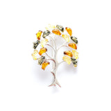 Colourful Large Amber Tree Brooch- Brooches- Baltic Beauty