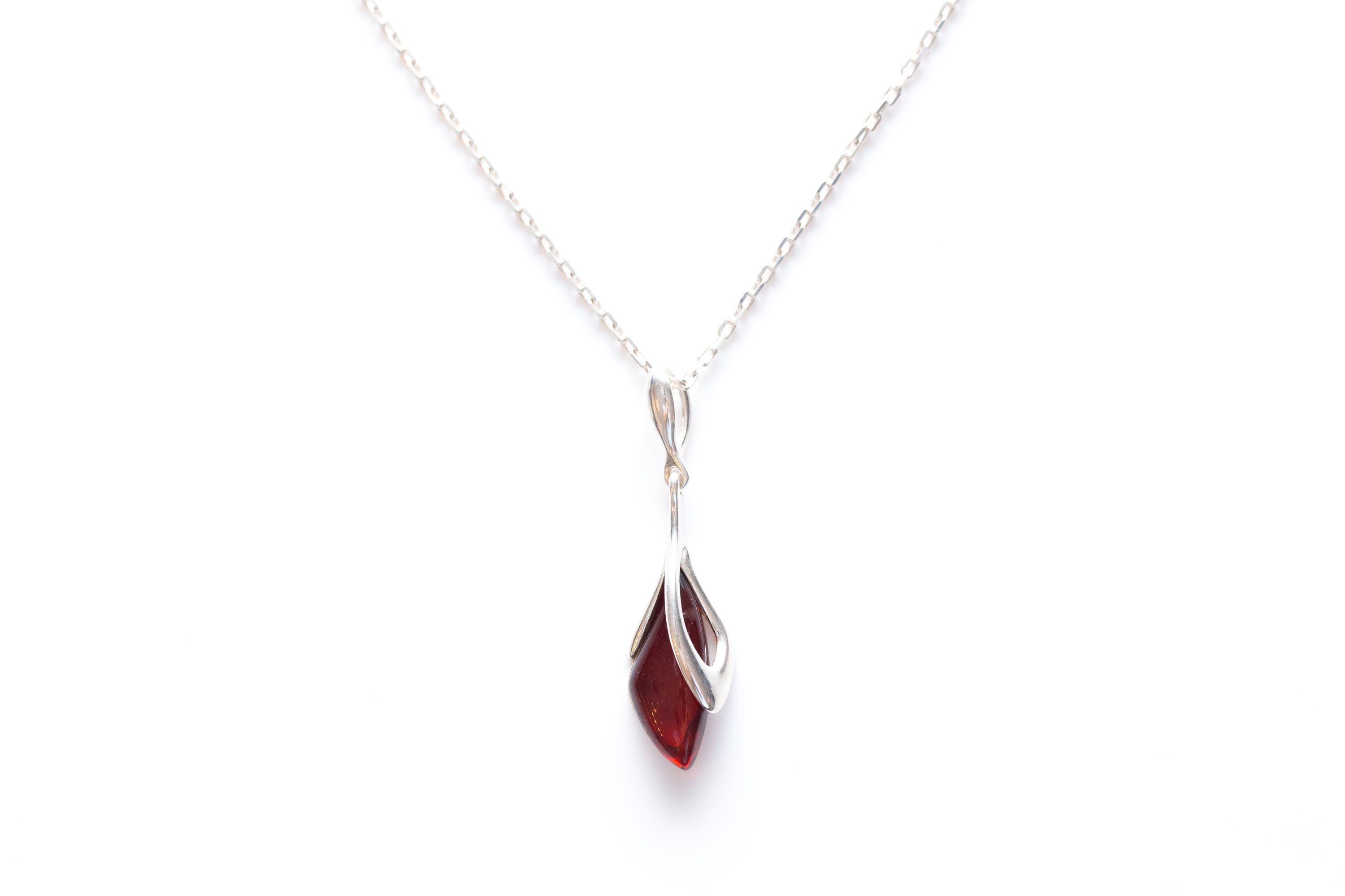 Subtle Cherry Amber Droplet Pendant- Necklaces- Baltic Beauty