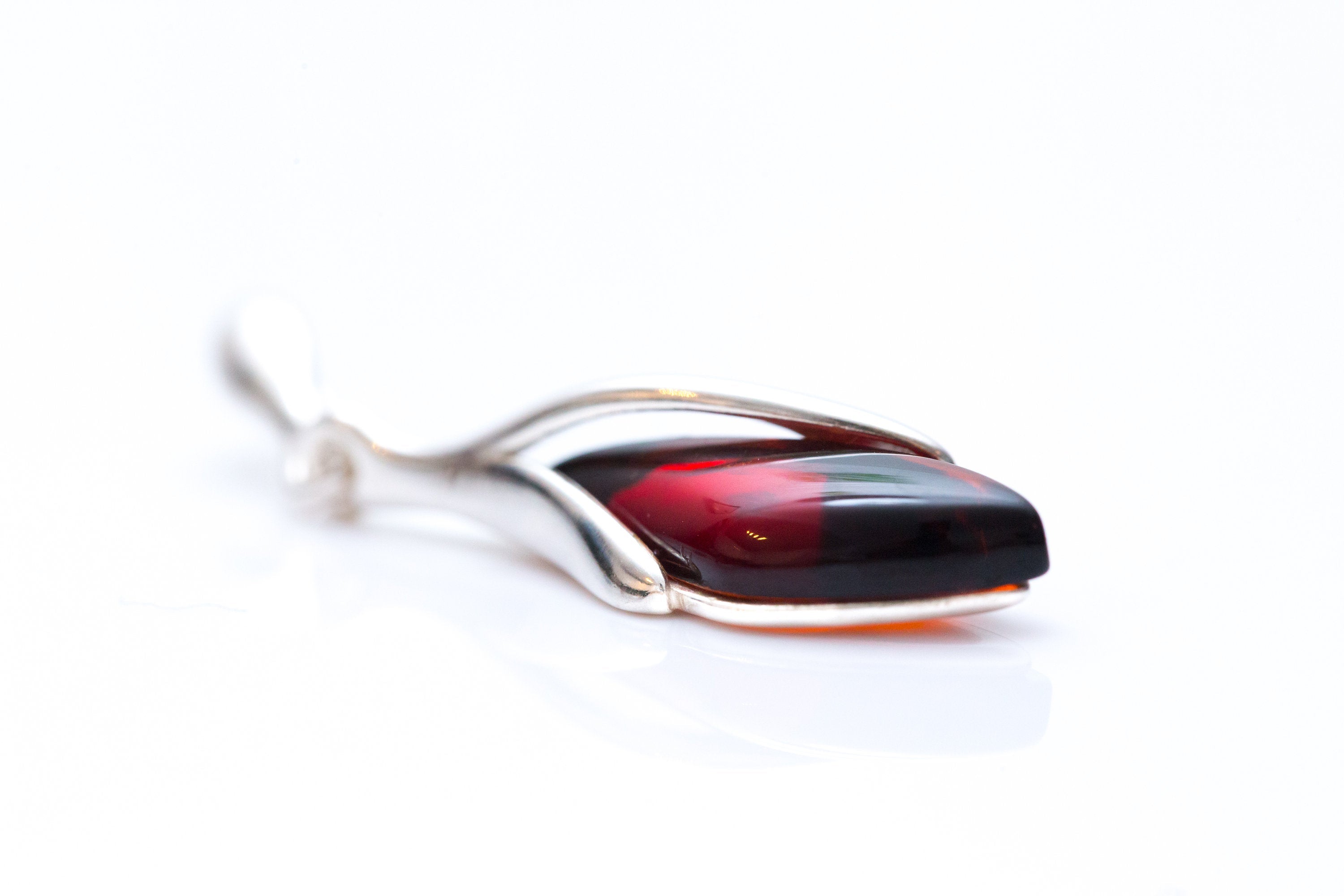 Subtle Cherry Amber Droplet Pendant- Necklaces- Baltic Beauty