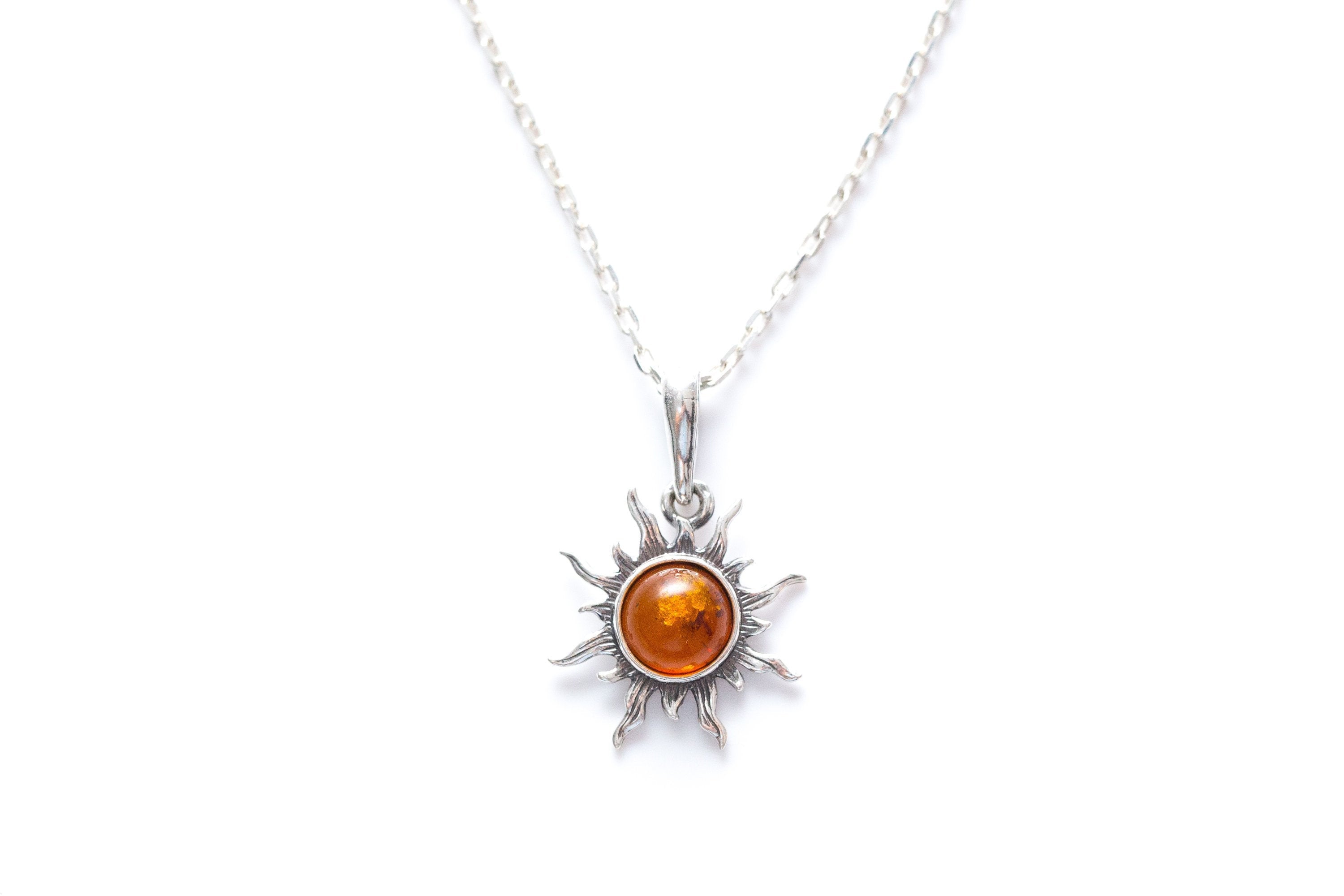 Mini Amber Sun Necklace- Necklaces- Baltic Beauty