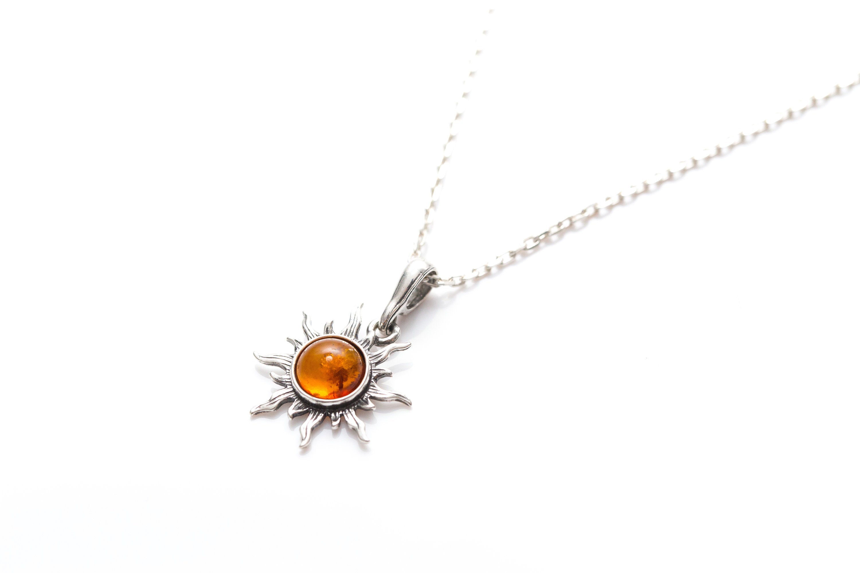 Mini Amber Sun Necklace- Necklaces- Baltic Beauty