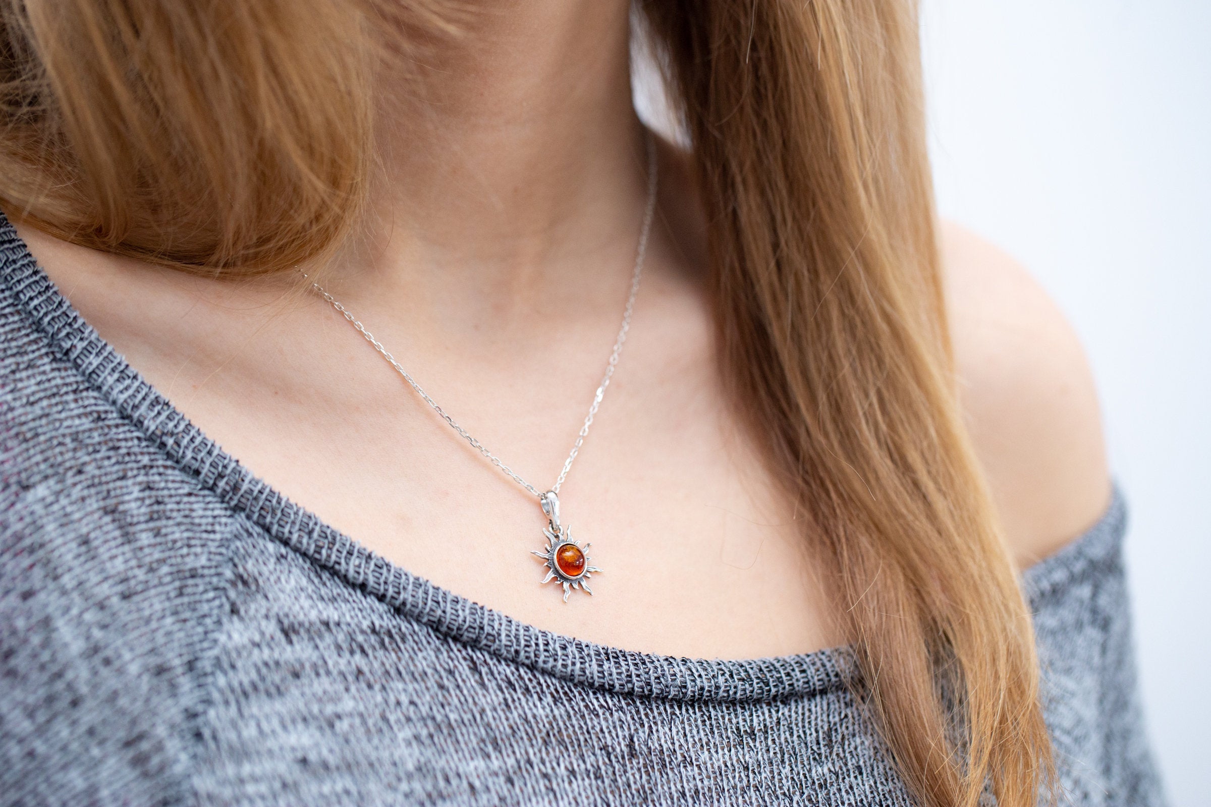 Mini Amber Sun Necklace- Necklaces- Baltic Beauty