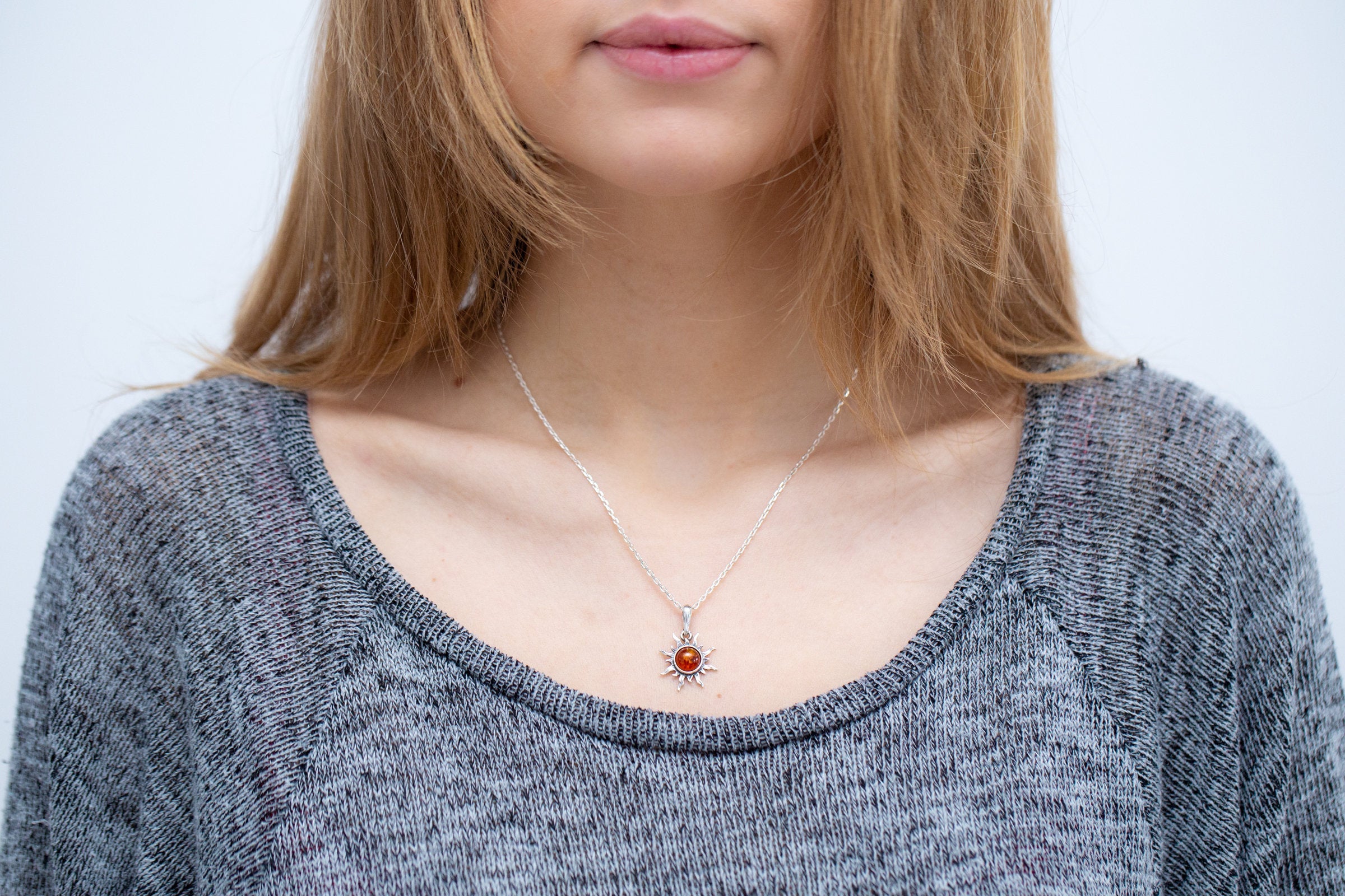 Mini Amber Sun Necklace- Necklaces- Baltic Beauty