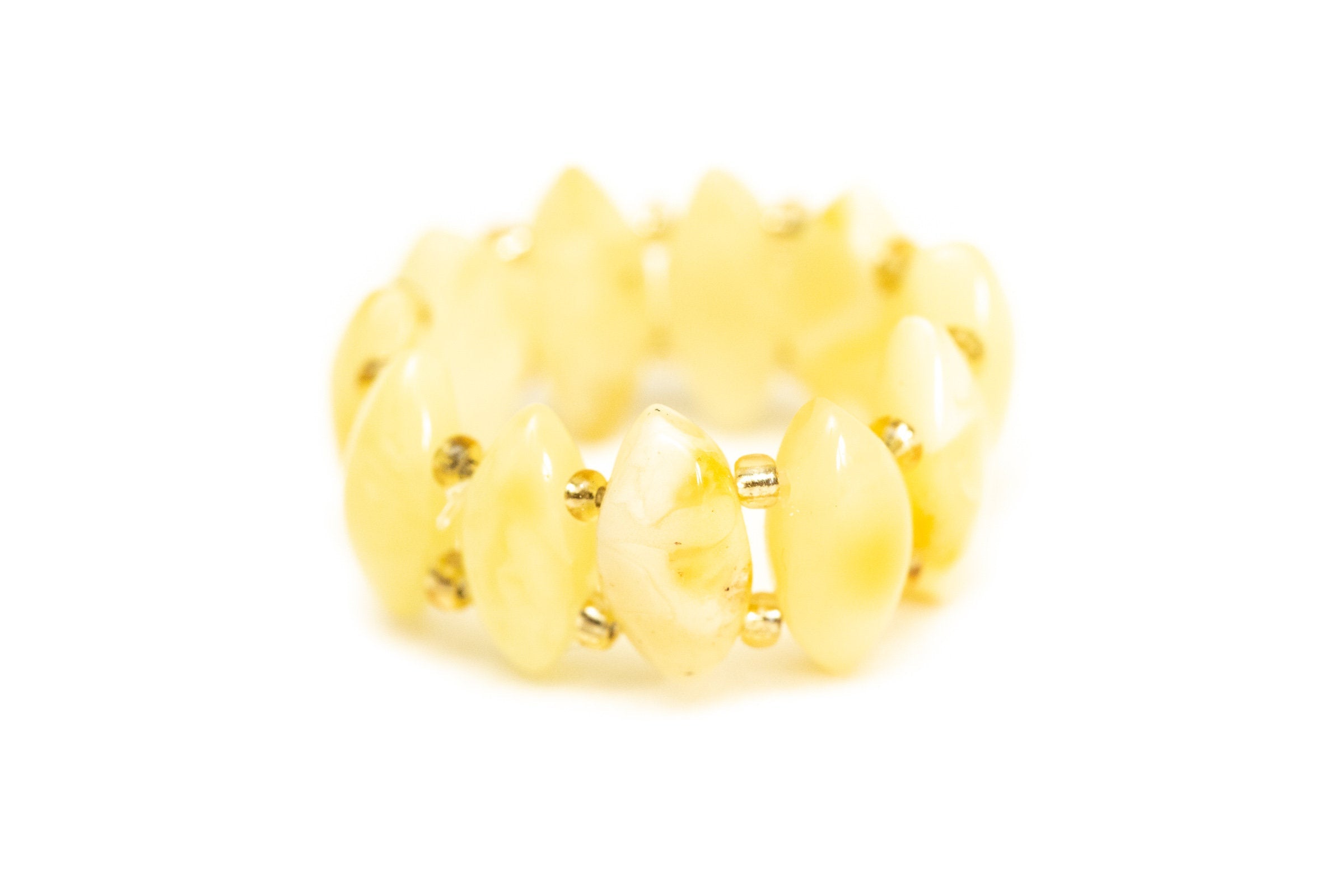 Stretchy Butterscotch Yellow Bead Ring- Rings- Baltic Beauty