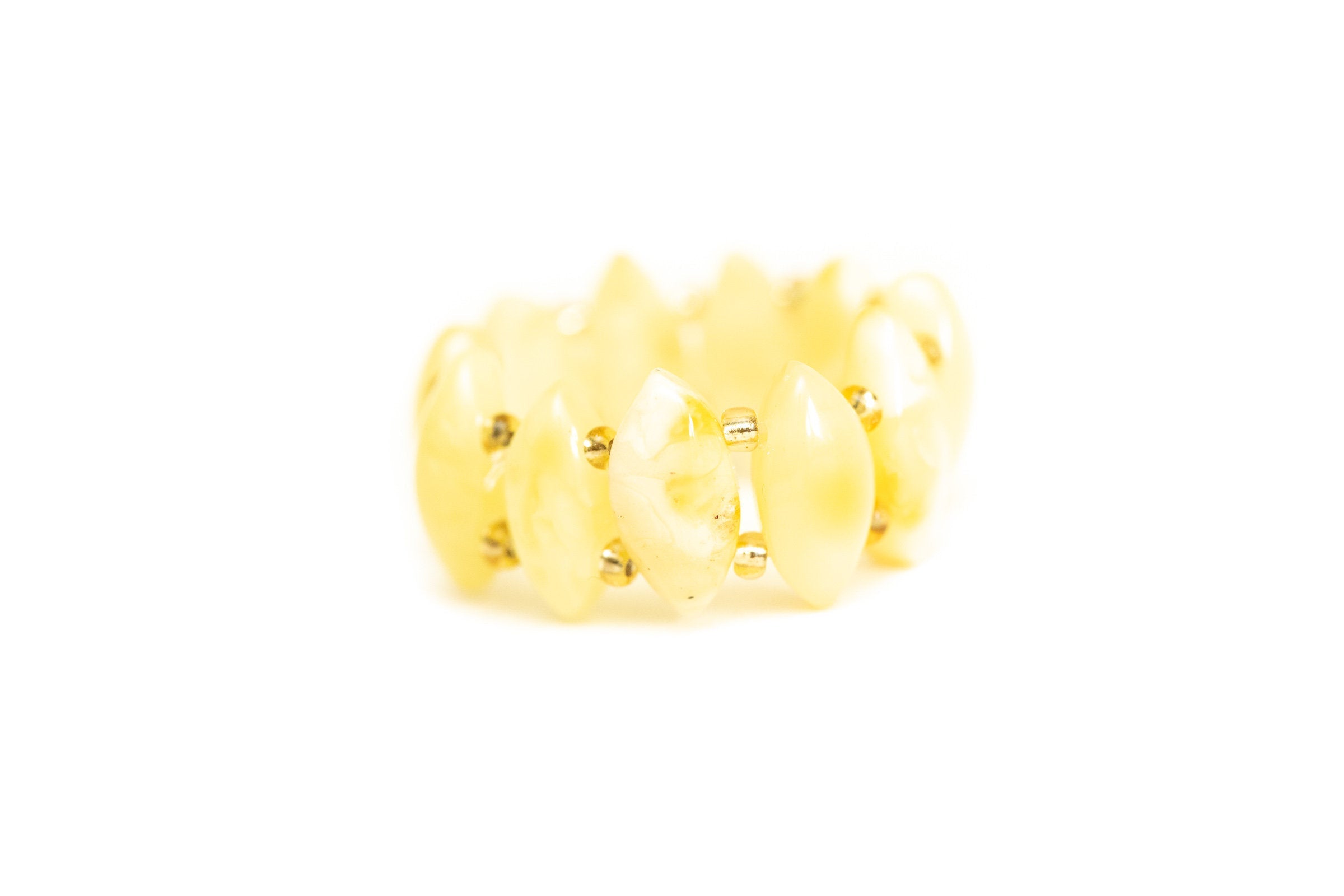 Stretchy Butterscotch Yellow Bead Ring- Rings- Baltic Beauty