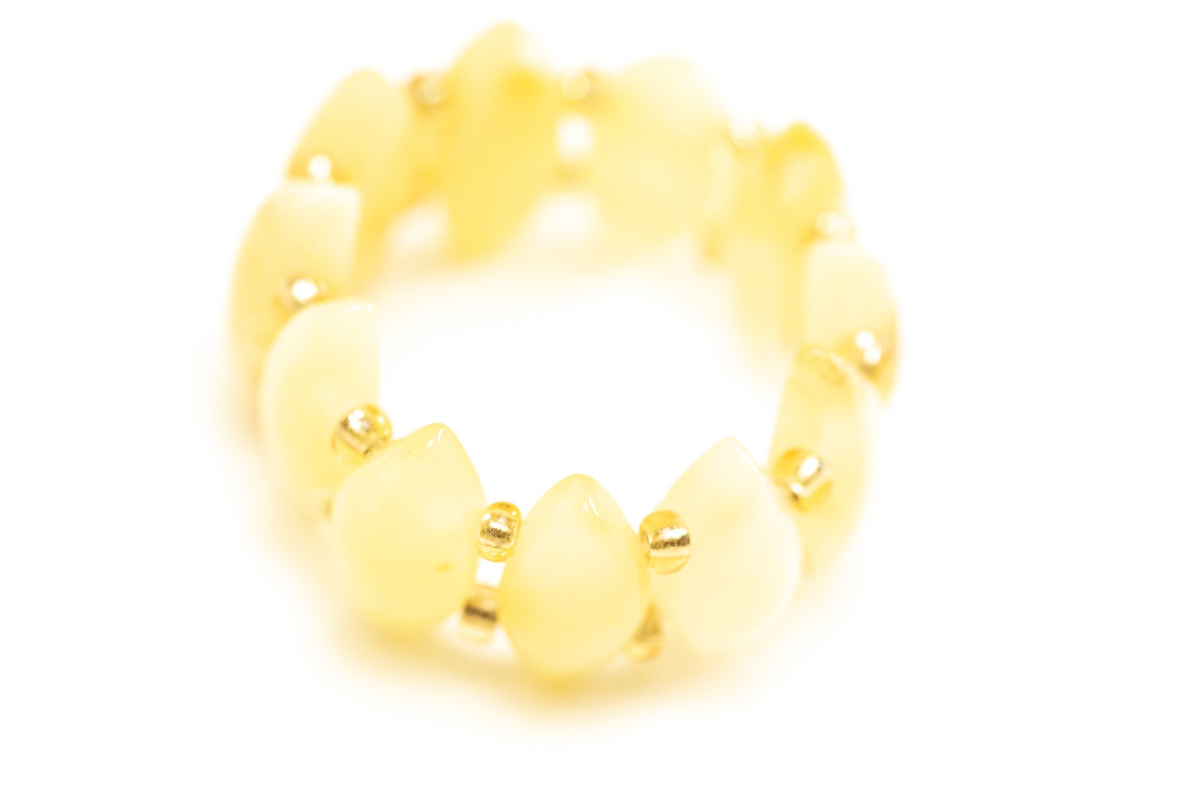 Stretchy Butterscotch Yellow Bead Ring- Rings- Baltic Beauty