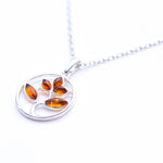 Amber Tree Charm Pendant, Minimal Amber Necklace- Necklaces- Baltic Beauty