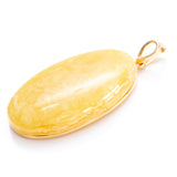 OOAK Large Gold Plated Creamy Amber Pendant- Necklaces- Baltic Beauty