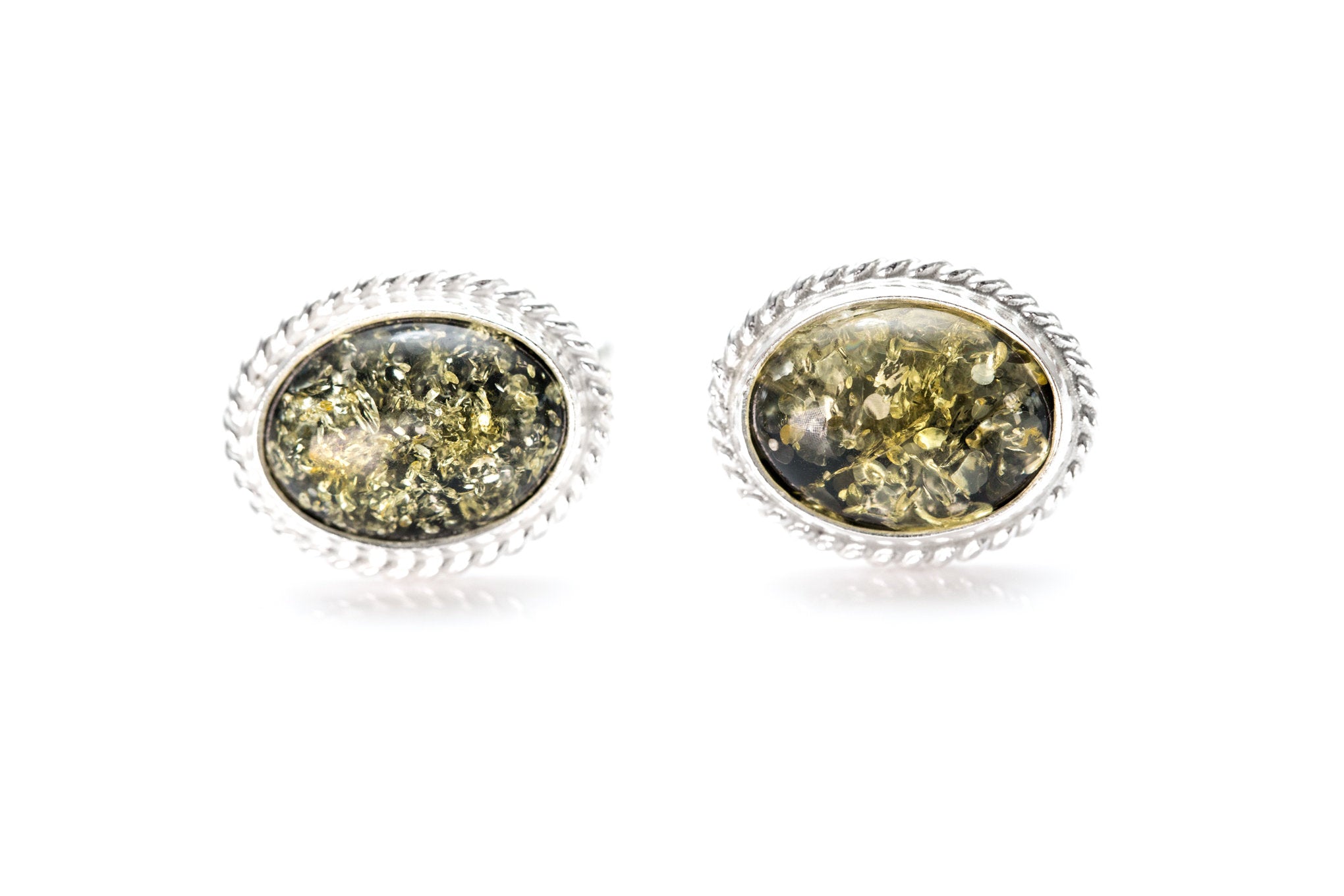 Quintessence Statement Green Amber Cufflinks- Cufflinks- Baltic Beauty