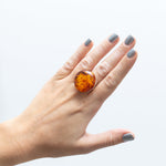 Big Amber Cocktail Ring- Rings- Baltic Beauty