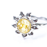 Citrus Yellow Amber Sun Ring- Rings- Baltic Beauty