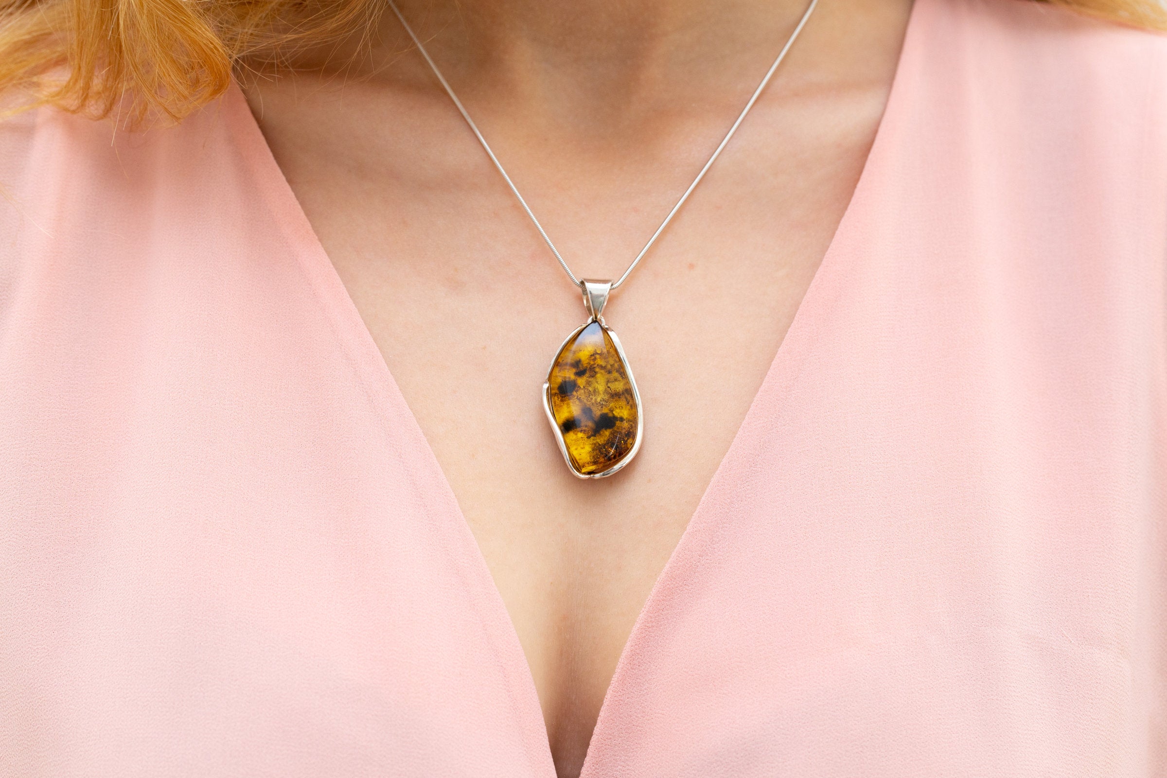 Handmade Tiger Speckled Amber Pendant- Necklaces- Baltic Beauty