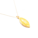 OOAK Unique Gold Plated Butterscotch Amber Necklace- Necklaces- Baltic Beauty