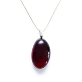 Handmade Oval Cherry Amber Pendant- Necklaces- Baltic Beauty