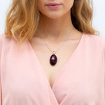 Handmade Oval Cherry Amber Pendant- Necklaces- Baltic Beauty
