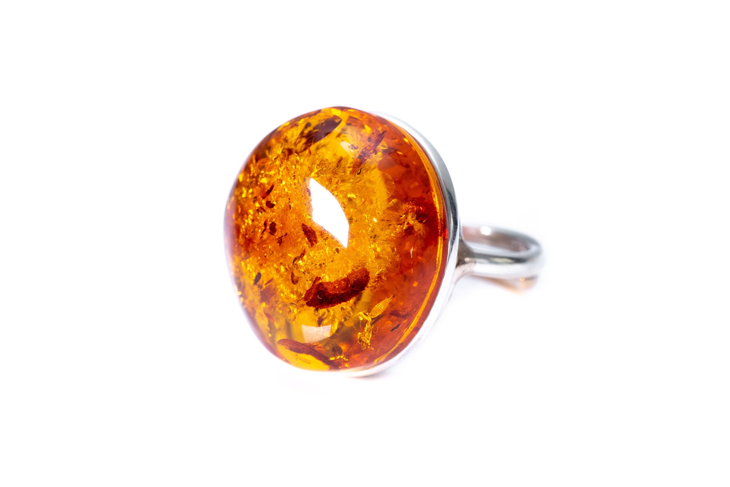 Big Amber Cocktail Ring- Rings- Baltic Beauty