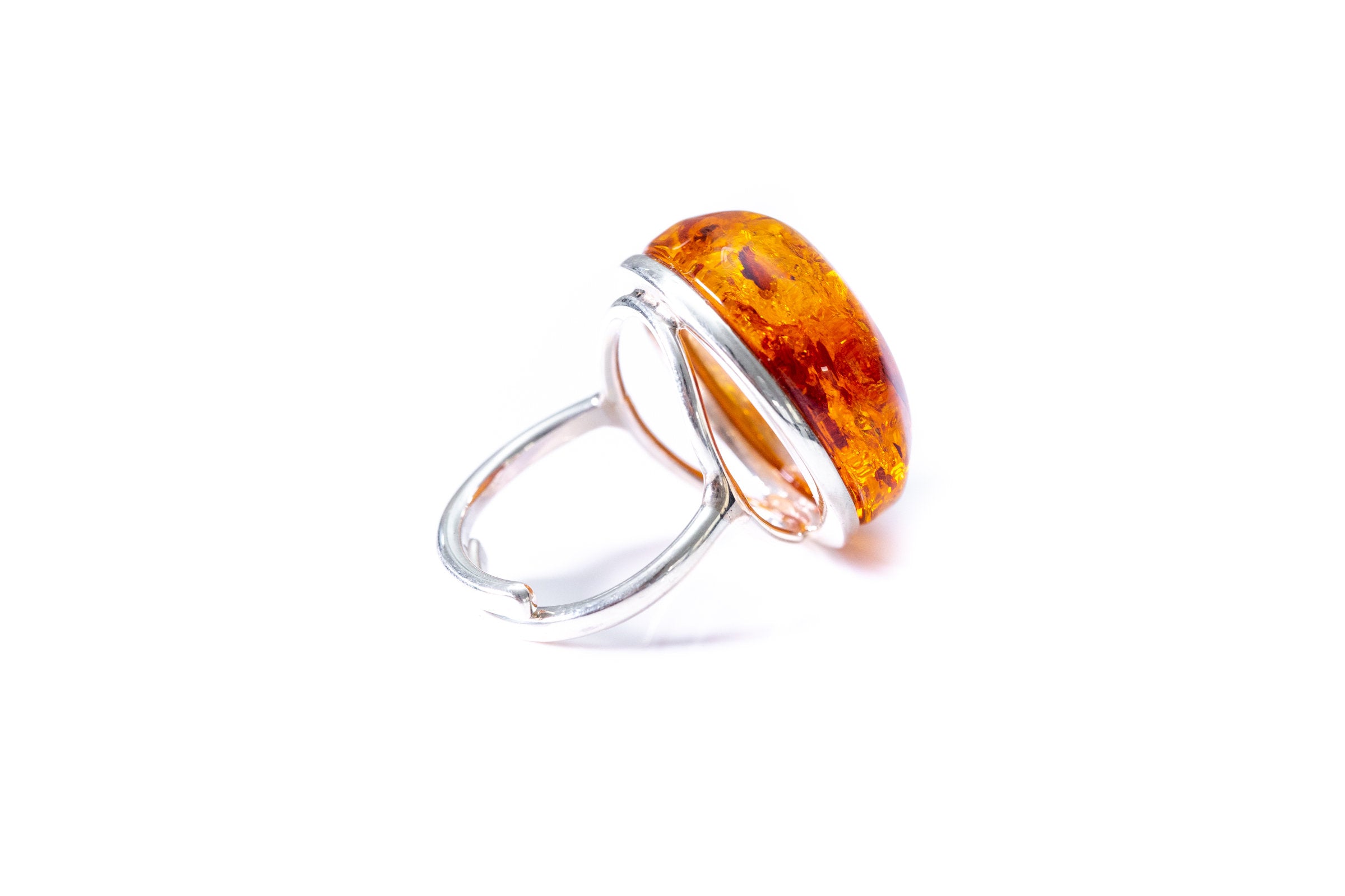 Big Amber Cocktail Ring- Rings- Baltic Beauty