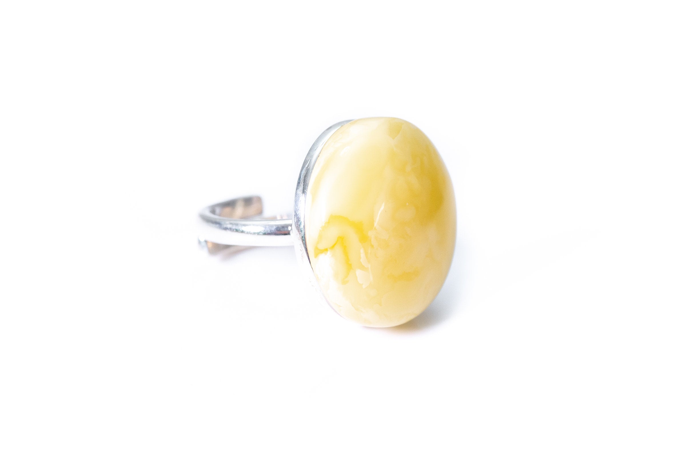 Big Yellow Amber Cocktail Ring- Rings- Baltic Beauty
