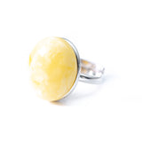Big Yellow Amber Cocktail Ring- Rings- Baltic Beauty