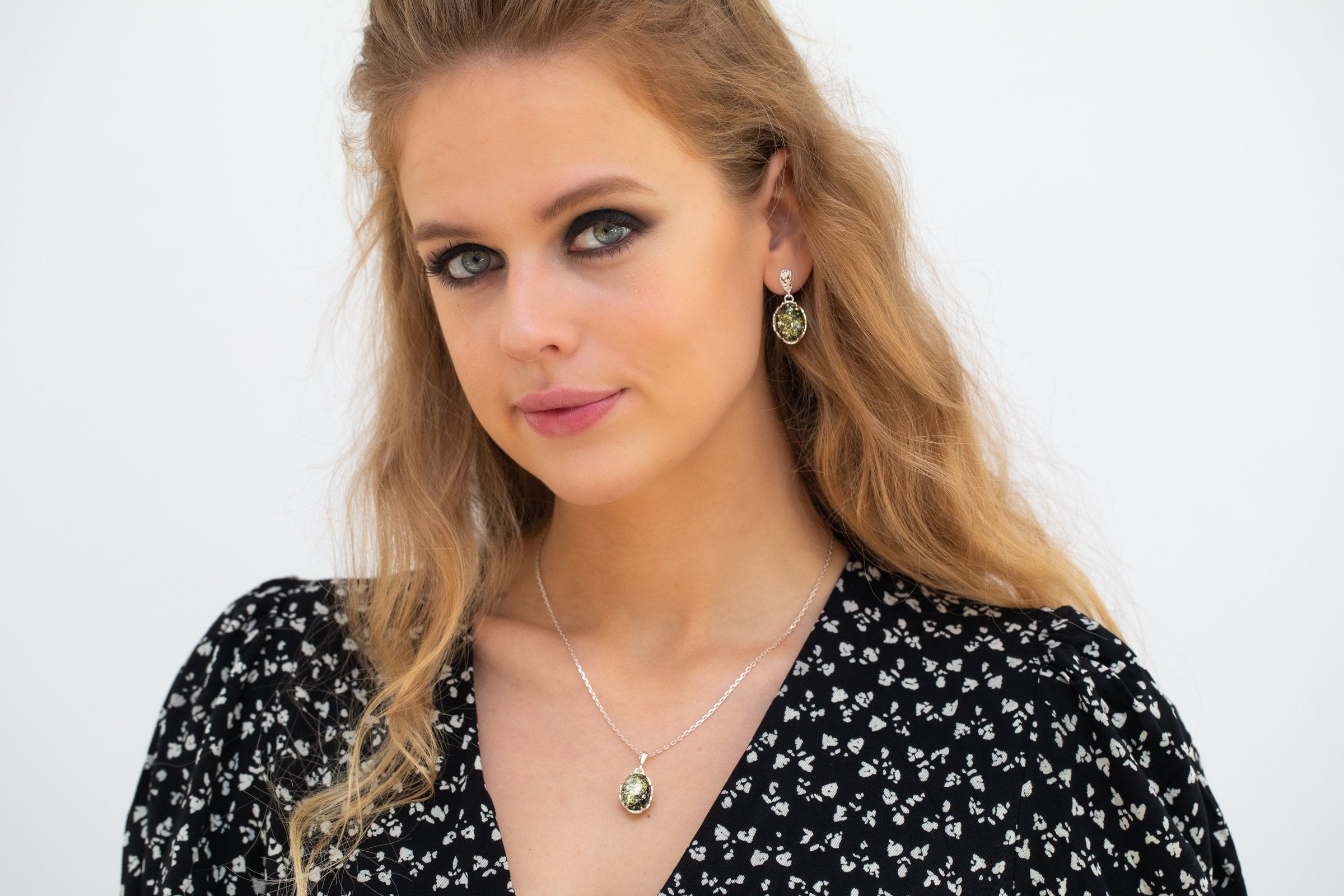 Demi Green Amber Drop Pendant- Necklaces- Baltic Beauty