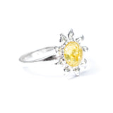 Citrus Yellow Amber Sun Ring- Rings- Baltic Beauty