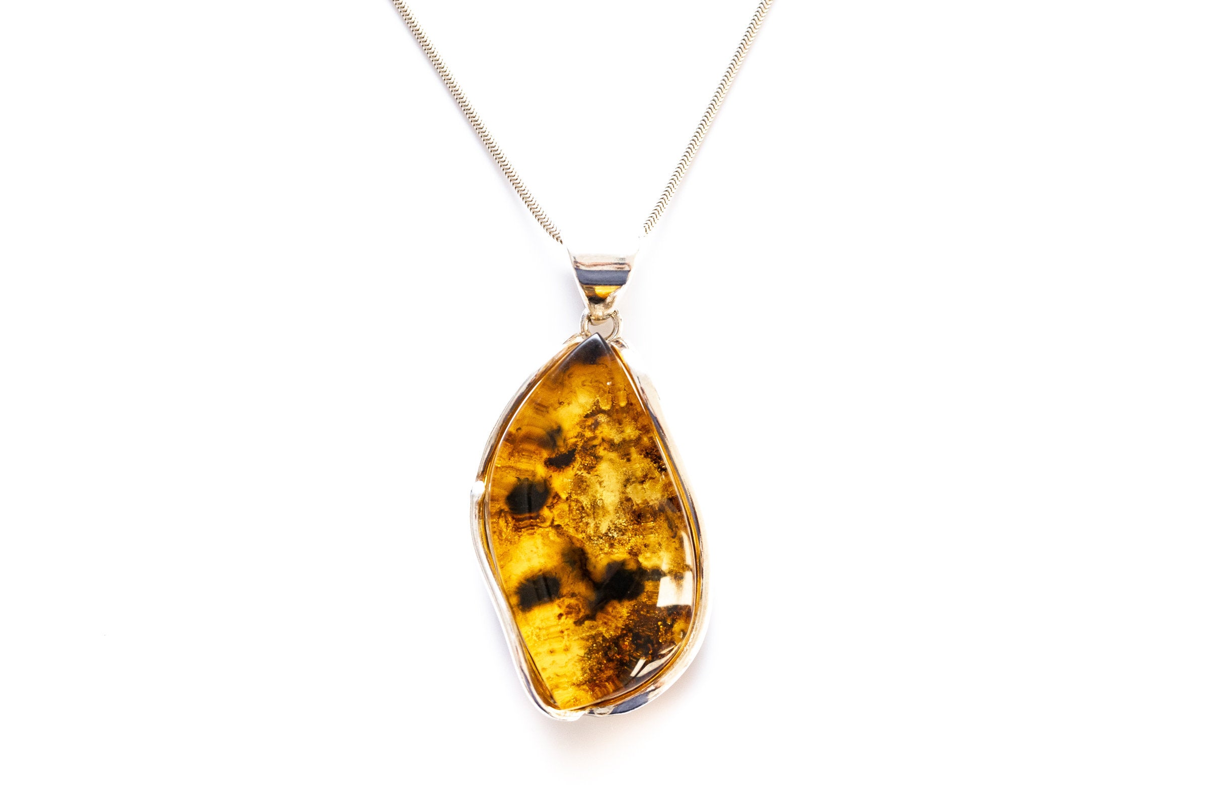 Handmade Tiger Speckled Amber Pendant- Necklaces- Baltic Beauty