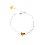 Reversible Dainty Amber Heart Bracelet- Bracelets- Baltic Beauty