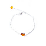 Reversible Dainty Amber Heart Bracelet- Bracelets- Baltic Beauty