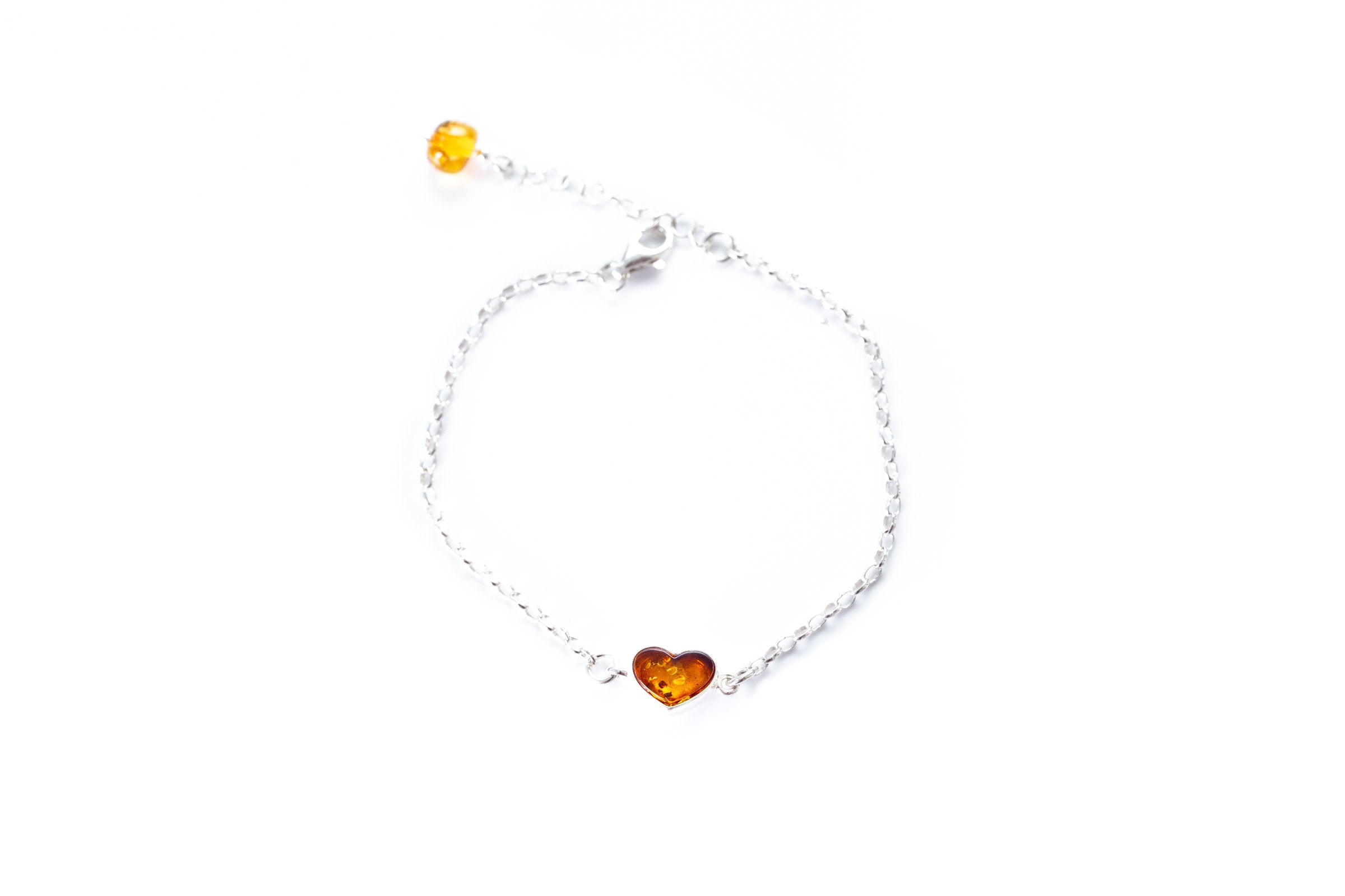 Reversible Dainty Amber Heart Bracelet- Bracelets- Baltic Beauty