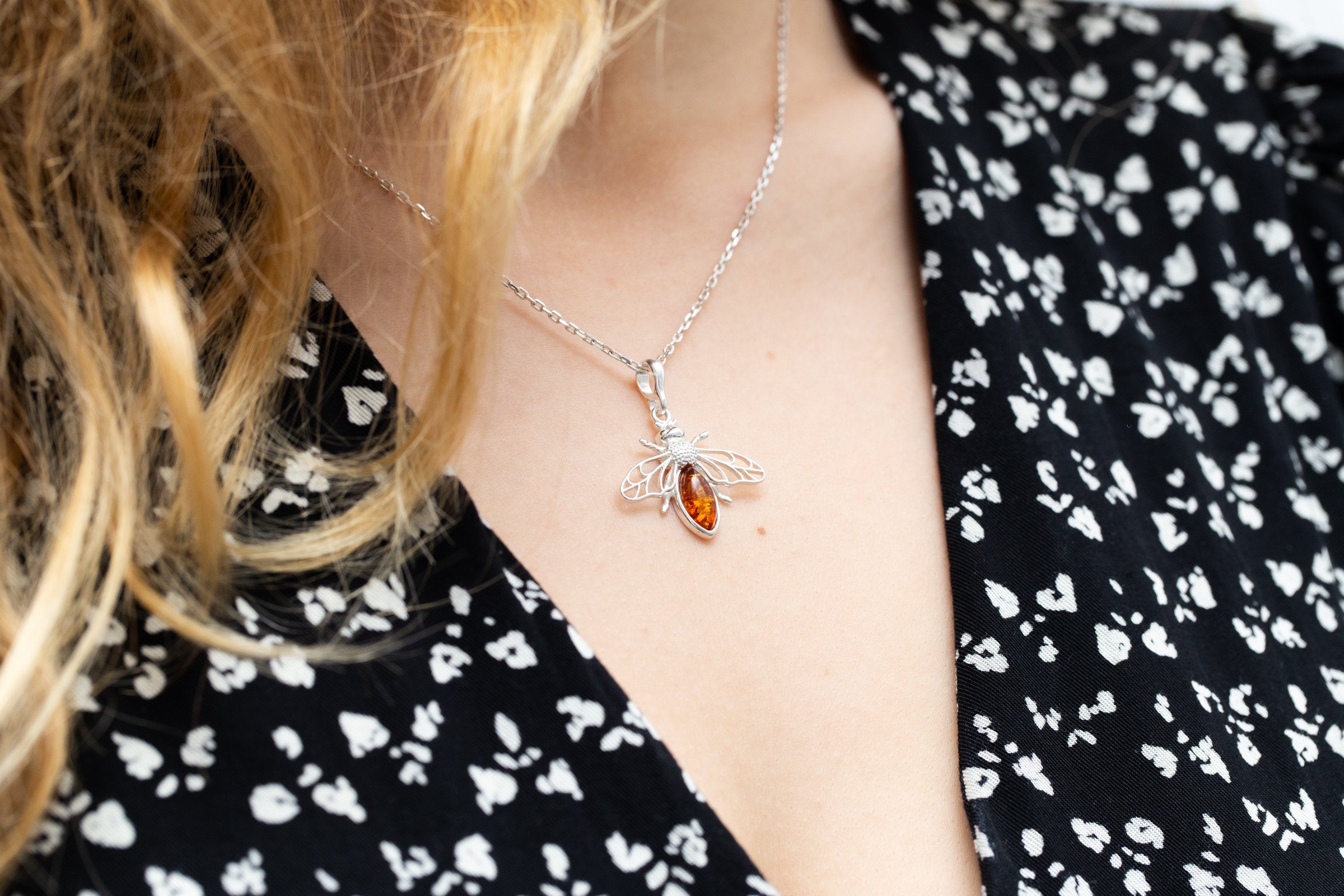 Amber Bee Necklace- Necklaces- Baltic Beauty