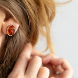 Floral Frame Oval Amber Clip On Earrings- Earrings- Baltic Beauty