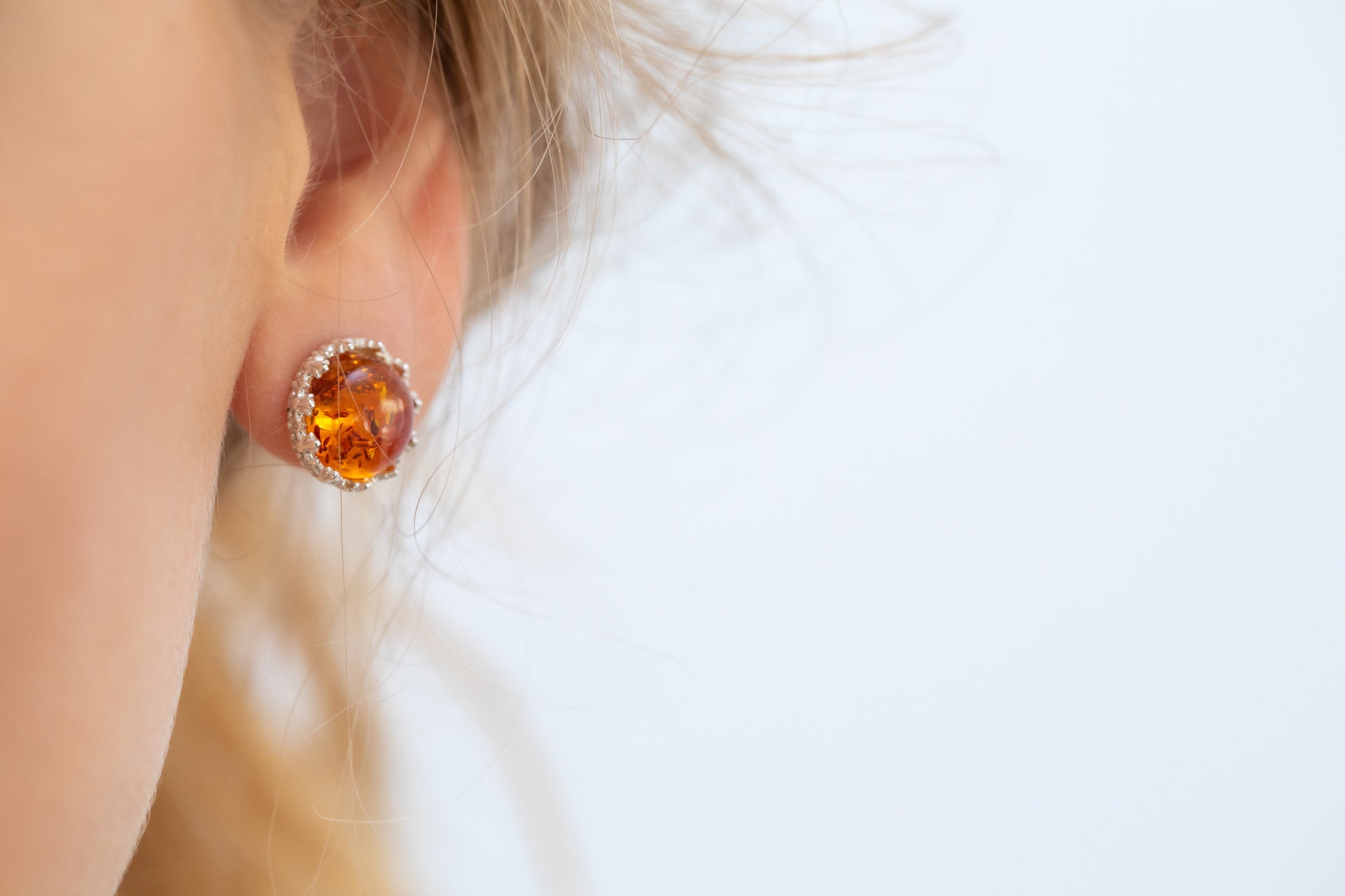 Princess Crown Amber Stud Earrings- Earrings- Baltic Beauty