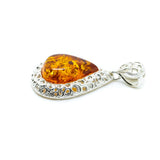 Filigree Frame Amber Teardrop Pendant- Necklaces- Baltic Beauty